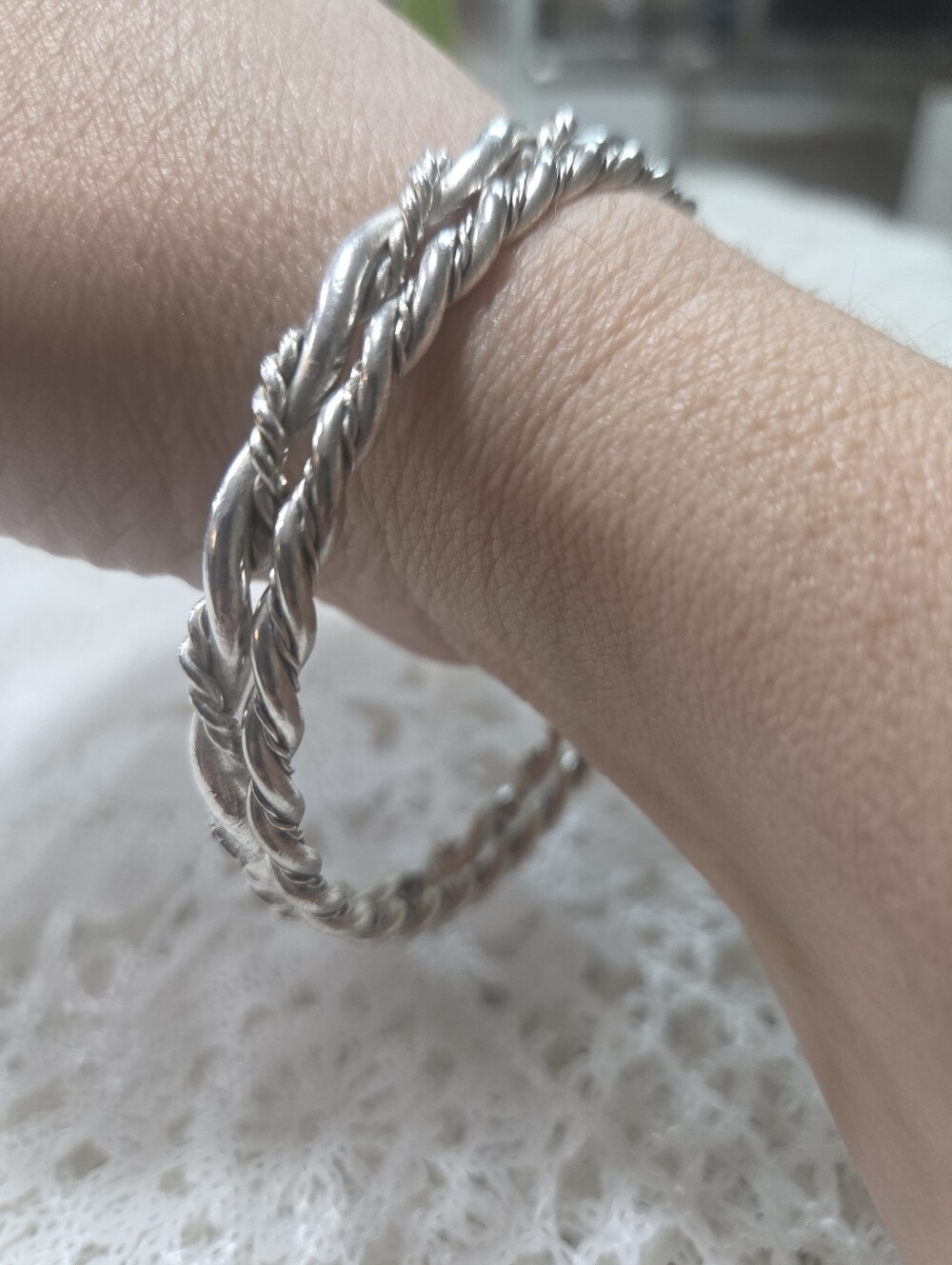 Vintage Sterling Silver Twisted Wire Bangles